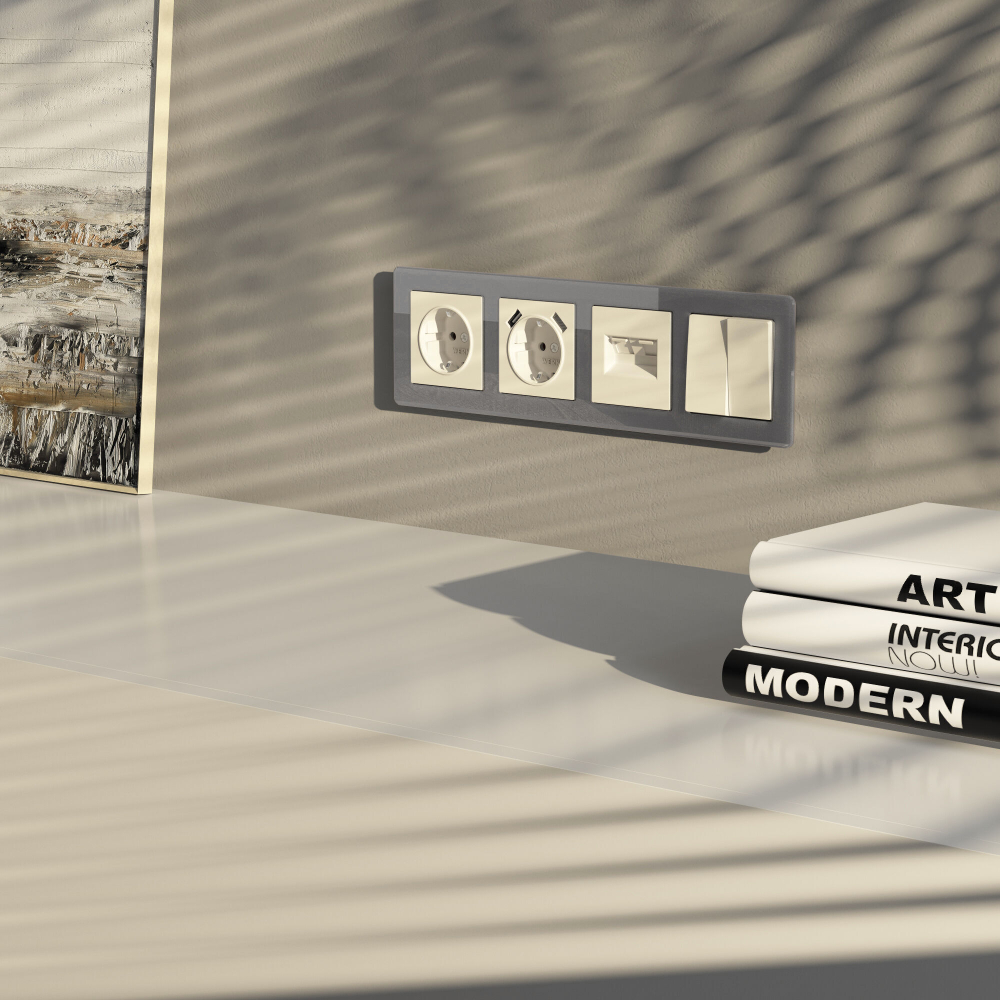 Выключатель двухклавишный (айвори матовый)