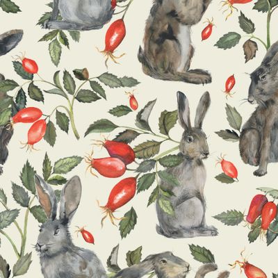 Зайцы и шиповник