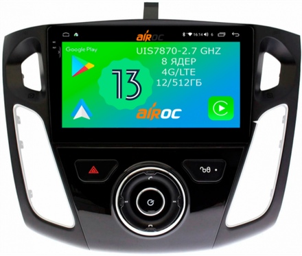 Магнитола для Ford Focus 3 2011-2019 (поддержка автопарковки) - Airoc 2K AU-1701 на Android 13, TS20, 12/512Гб, SIM-слот