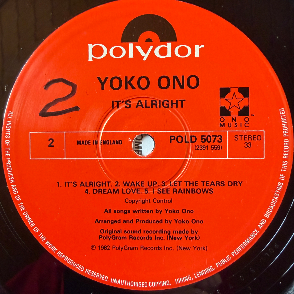 Yoko Ono ‎– It's Alright (Англия 1982г.)Т