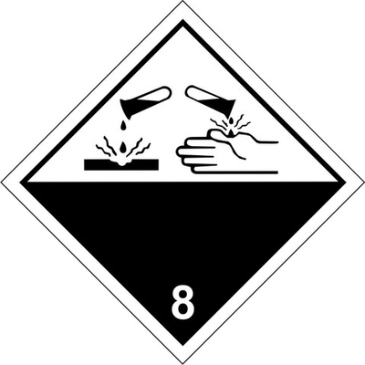 Знак-наклейка "Едкие и коррозионные вещества", класс 8