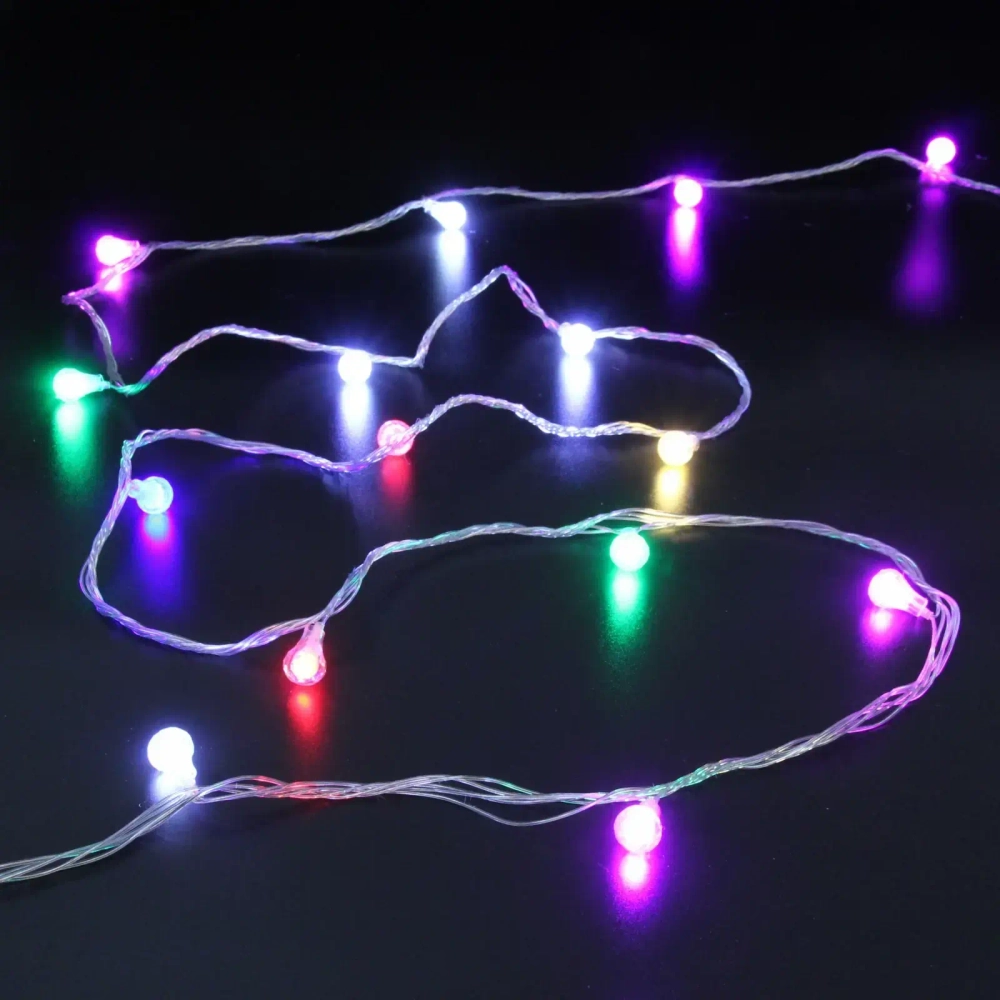 Гирлянда для дома НИТЬ «Сияющая капля» 10 м 60 ламп LED, прозр.пров, 8 реж,IP-20, Мультицвет (возможность соединения)