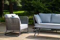 "Багамы" лаунж-зона 5-местная плетеная из роупа (веревки), каркас алюминиевый темно-серый, роуп серый