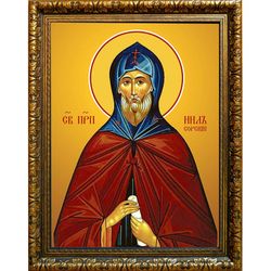 Нил Сорский преподобный. Икона на холсте.
