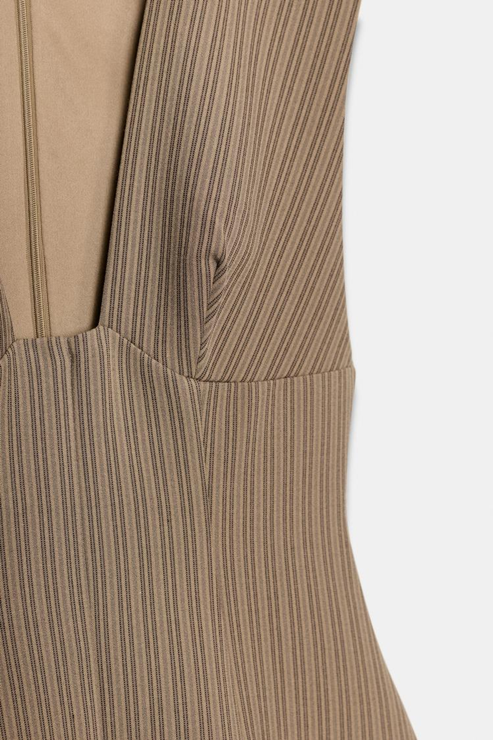 ZARA КОРОТКОЕ ПЛАТЬЕ В ПОЛОСКУ, СВЕТЛЫЙ РЫЖЕВАТО-КОРИЧНЕВЫЙ