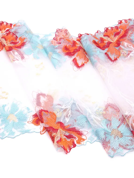 05-118 Вышивка на неэл. сетке 31 см, Лед и пламя, белый/голубой/красный/оранжевый