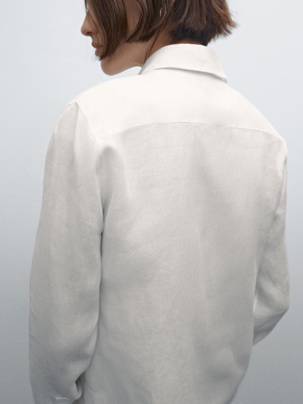 Massimo Dutti Рубашка из струящегося 100% льна, белый