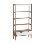 Стеллаж «Бридж» сквозной широкий с 1 ящиком браун/белый лак