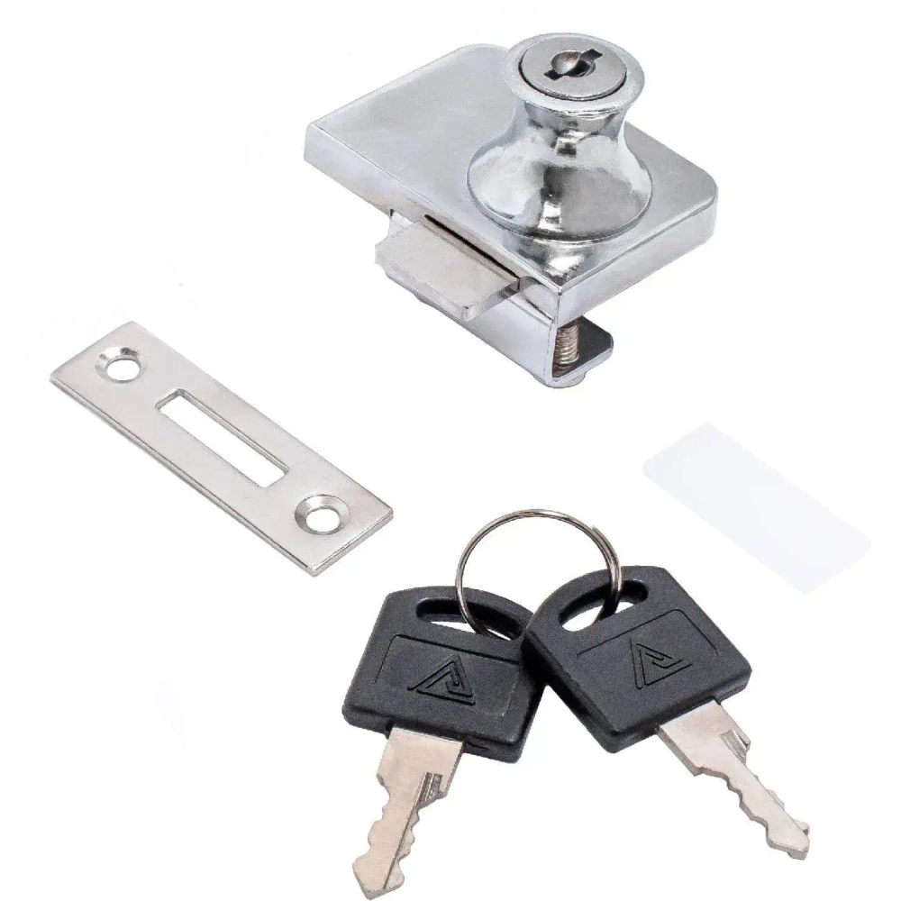 Замок мебельный_УЗК StahlBuro 805 сталь хром(отв.пл.кр/на2стекл/2кл)(16897)