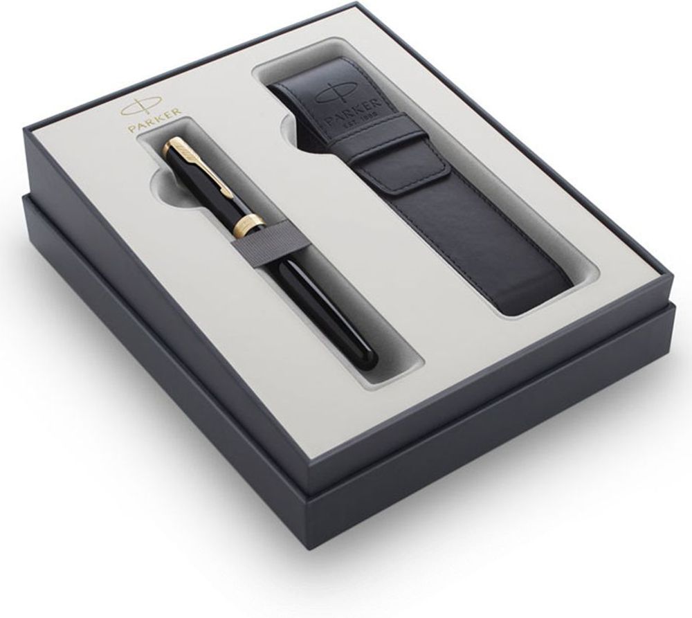 Parker набор подарочный Sonnet - Black GT, перьевая ручка, M + чехол
