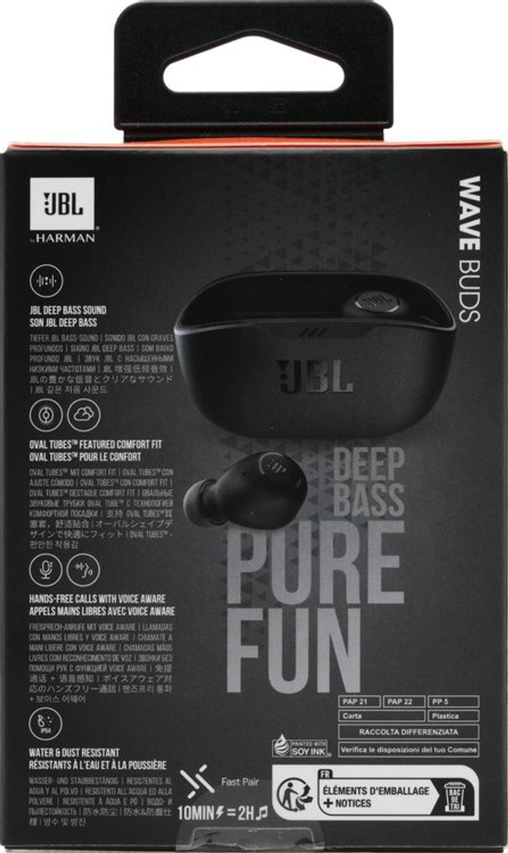 Наушники JBL Wave Buds, Bluetooth, внутриканальные, черный [jblwbudsblk]