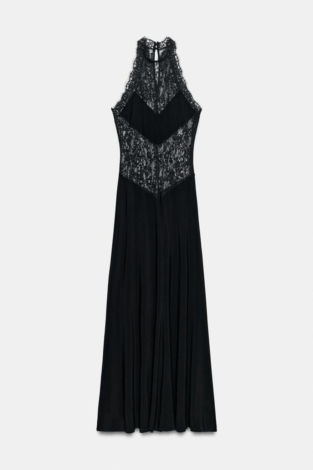 ZARA КРУЖЕВНОЕ ПЛАТЬЕ В БЕЛЬЕВОМ СТИЛЕ, ЧЕРНЫЙ