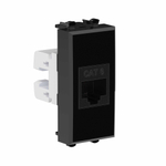 Компьютерная розетка RJ-45 без шторки модульная, кат.6, "Avanti", "Черный квадрат", 1 модуль