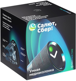 Умная колонка SBER SberBox Time/ТВ приставка SberBox SBDV-00026B, 15Вт, с голосовым помощником Салют, черный
