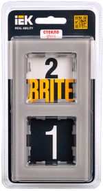 BRITE Рамка 2 -местная РУ-2-2-БрД стекло дымчатый IEK
