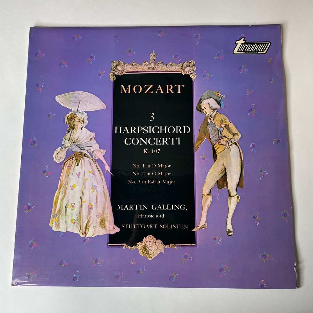 Винтажная виниловая пластинка LP Mozart Моцарт, Martin Galling, Stuttgarter Solisten, 3 Harpsichord Concerti K. 107 (Англия 1969)