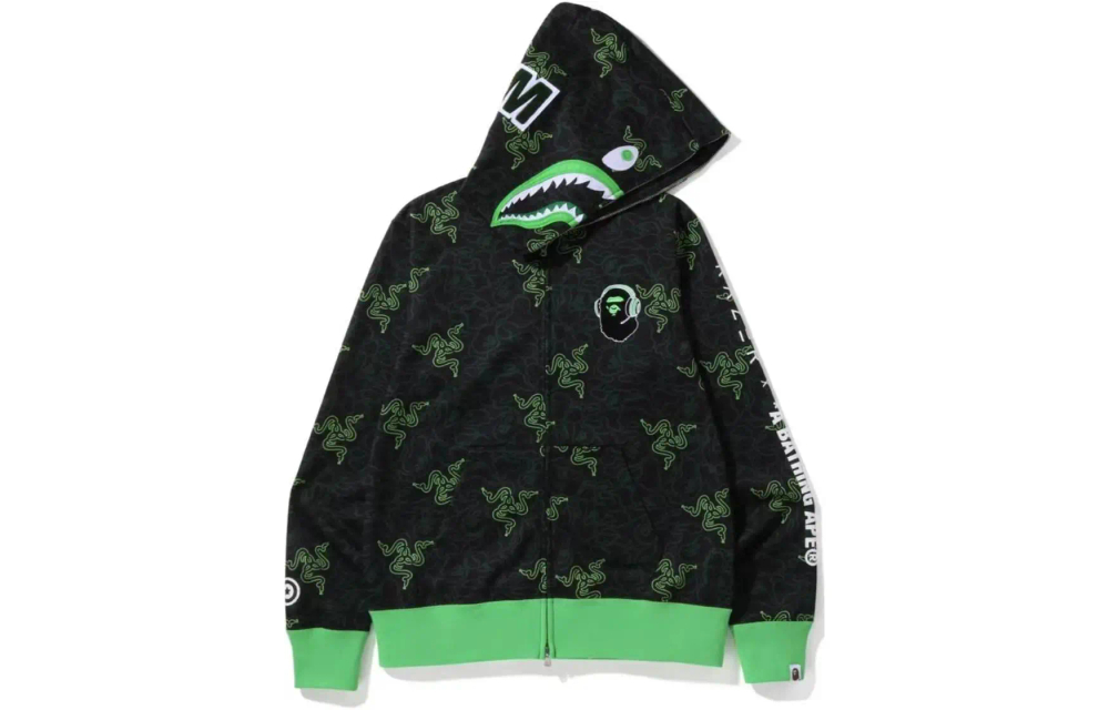 A Bathing Ape X Razer Neon Camo Shark Full Zip Худи