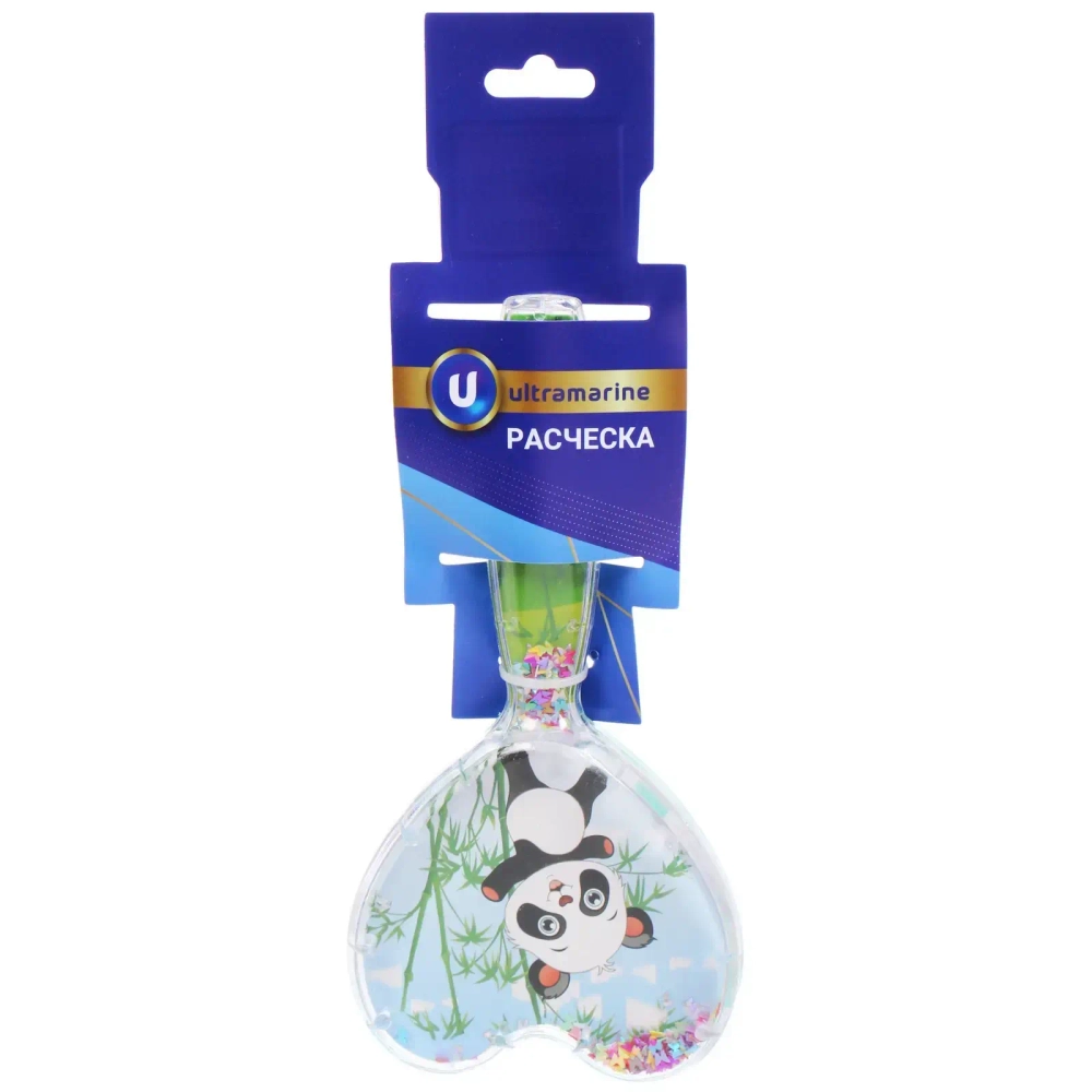 Расческа массажная детская «ФРАТТИ БУМ», панда Космо, форма сердце, 17,5*8см (блистер Ультрамарин)