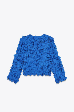 ZARA КАРДИГАН ИЗ ЛЕПЕСТКОВ, ЯРКО-СИНИЙ