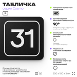 Табличка с номером склада "Склад №31", номер на дверь, 30 х 10 см, серия COSMO, черная, Айдентика Технолоджи