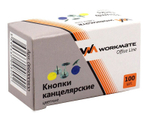 Кнопки канцелярские Workmate, диаметр 10,5 мм, цветные, 100 штук в картонной коробке