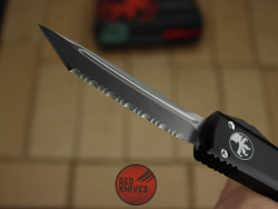 Нож Microtech Ultratech TFS/E - черная рукоять, клинок серрейторный RK-401