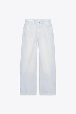 ZARA ДЖИНСЫ TRF WIDE LEG СО СРЕДНЕЙ ПОСАДКОЙ, ГОЛУБОЙ