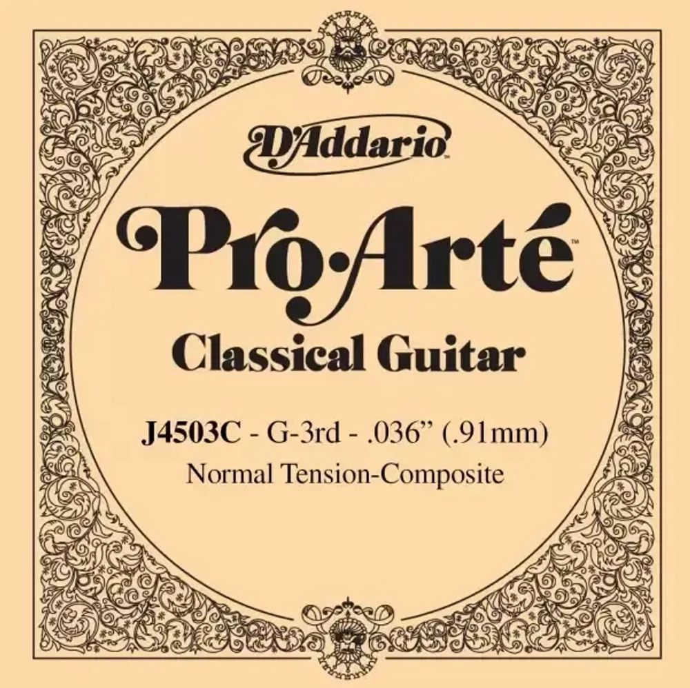 D`ADDARIO J4503C Одиночная, 3-я струна для классической гитары, чистый нейлон, композитный полимер, нормальное натяжение.