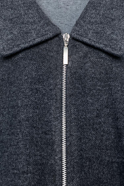 ZARA КУРТКА ИЗ МЯГКОЙ САРЖИ, СЕРЫЙ МЕЛАНЖ