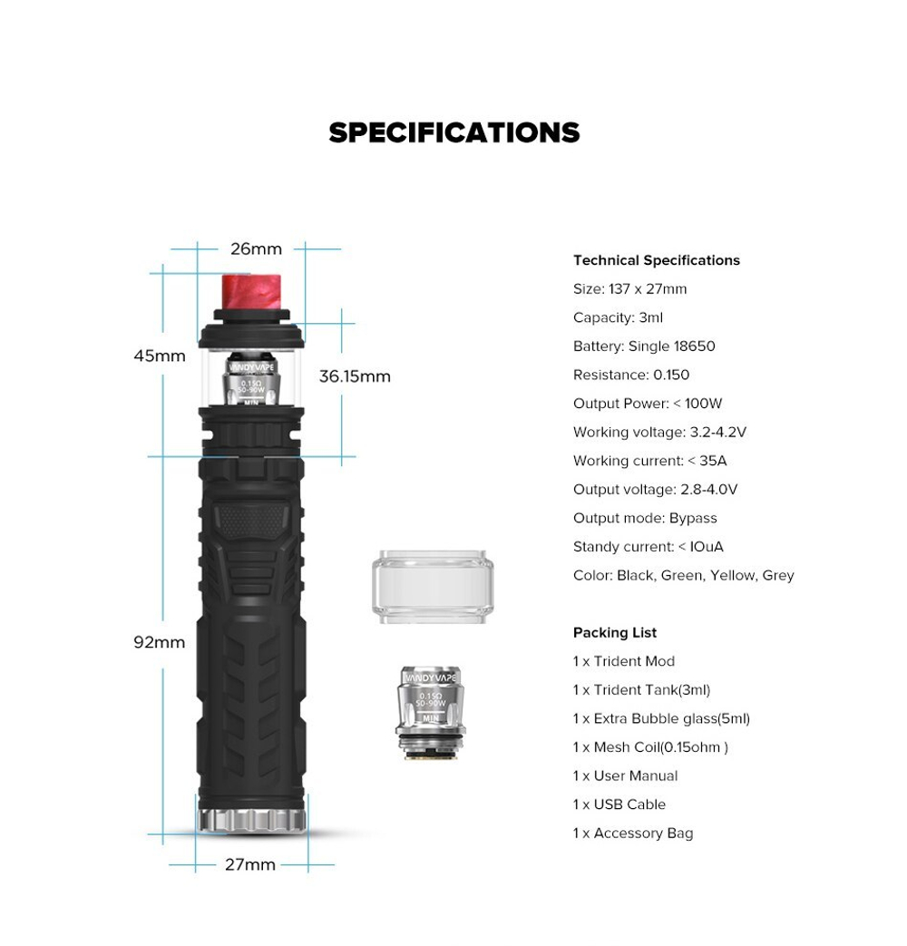 Набор TRIDENT by VANDY VAPE 100w 3/5мл