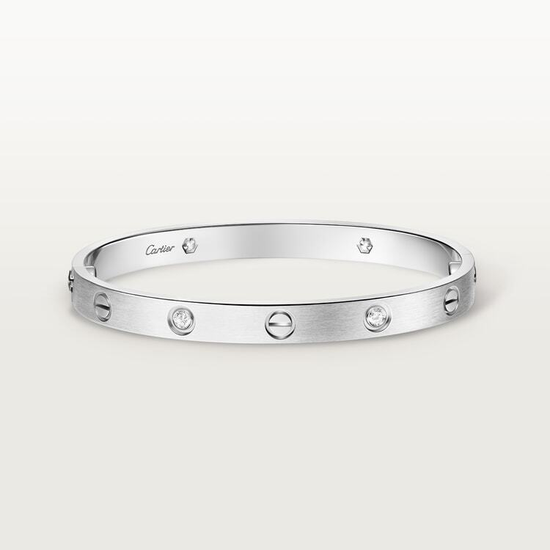 Cartier LOVE bracelet, classic model, brushed, 4 diamonds, white gold