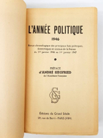 "Lanne politique, economique, sociale et diplomatique en France (Политический, экономический, социальный и дипломатический год во Франции)". 1947г.