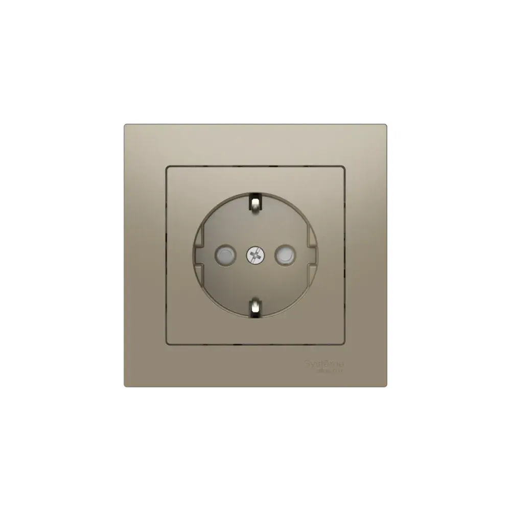 ATLASDESIGN РОЗЕТКА с заземлением со шторками, 16А, в сборе, быстрозажим. клем., ШАМПАНЬ