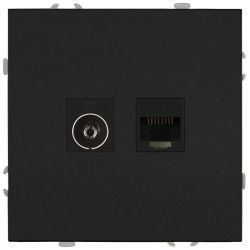 Розетка ЭРА Galaxy 15-3110-05 комбинированная RJ45+TV IP20 антрацит | Эра Galaxy