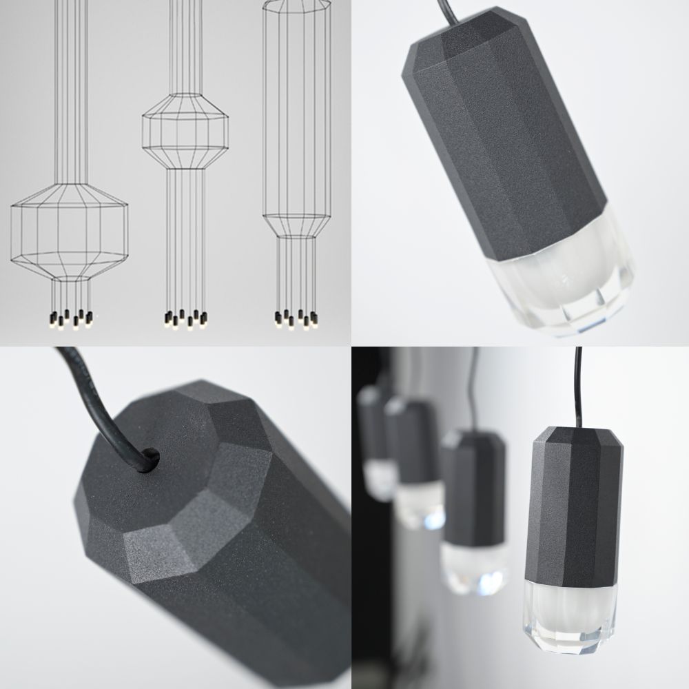 Подвесной светильник Via Wireflow polyhedral 4 Lineal Pendant Light