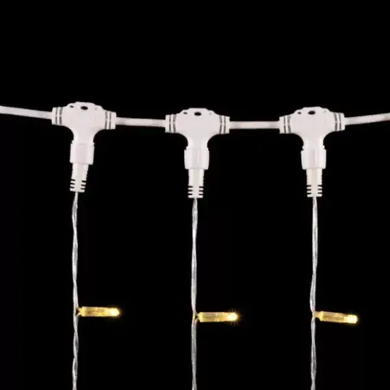 Светодиодный занавес с колпачком 1*6 м., 600 теплых белых LED ламп, прозрачный провод ПВХ, IP65, LTC (PCL601CAP-10-2WW)