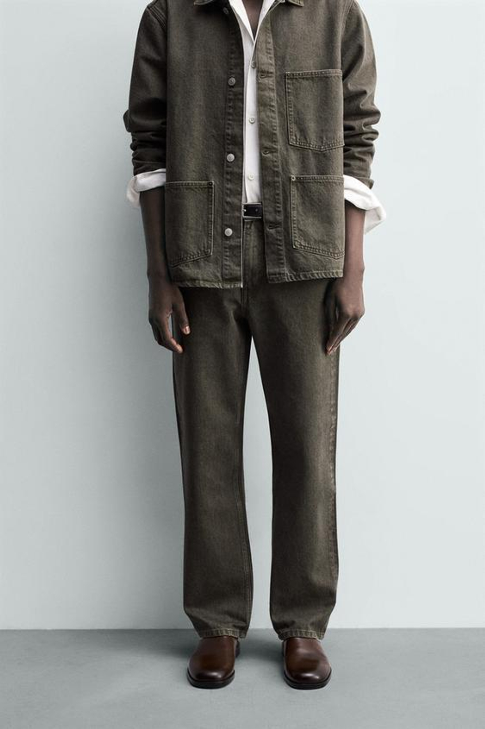 ZARA ДЖИНСЫ STRAIGHT FIT, ТЕМНЫЙ ХАКИ