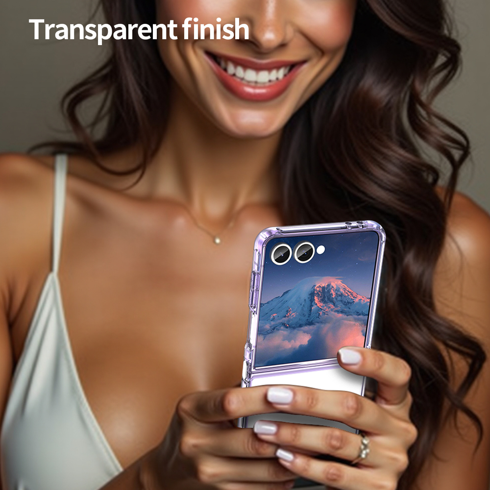 Чехол прозрачный для Samsung Galaxy Z Flip 7, мягкие усиленные боковые рамки фиолетового цвета
