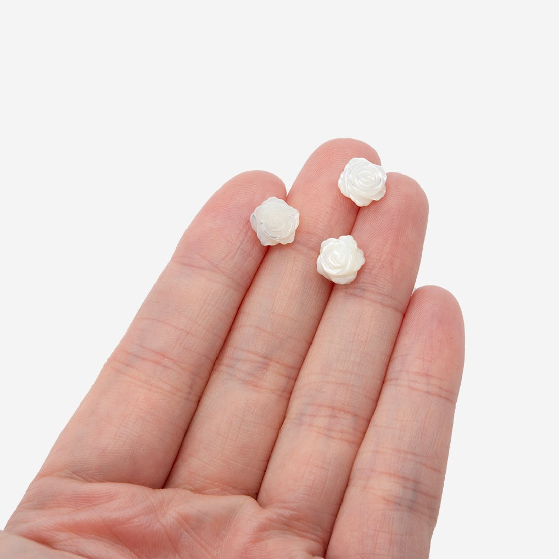 Роза двухсторонняя из перламутра морских ракушек, 8мм, продольное отверстие