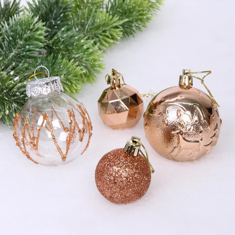 Набор шаров «Winter magic» 6 см + 4 см (24 предмета), Шампань