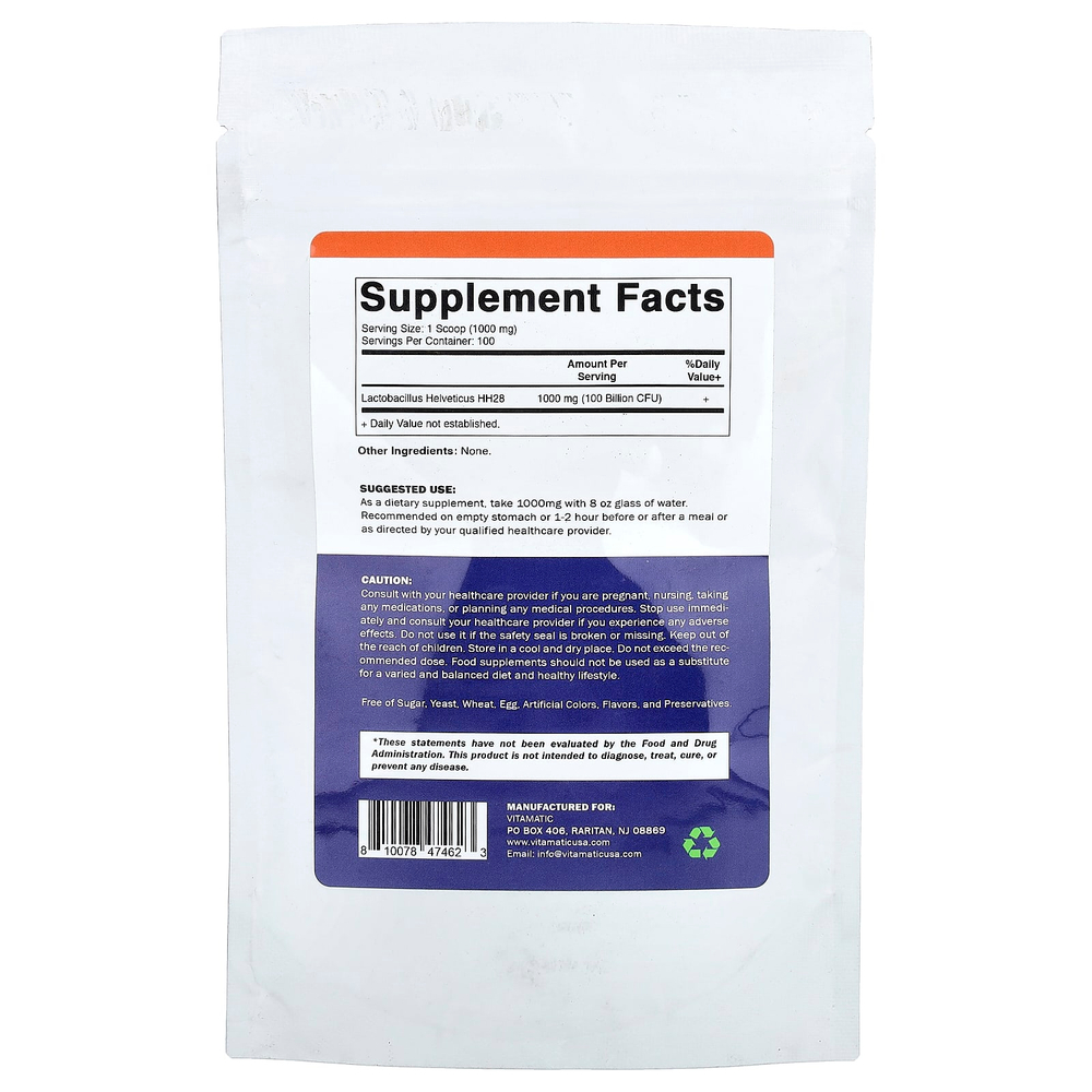 Vitamatic, лактобактерии гельветикус (Lactobacillus helveticus), 100 г (3,5 унции)