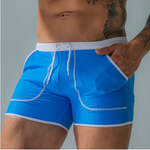 Голубые плавки-боксеры с контрастной отделкой (Размер: M) (Цвет: голубой)