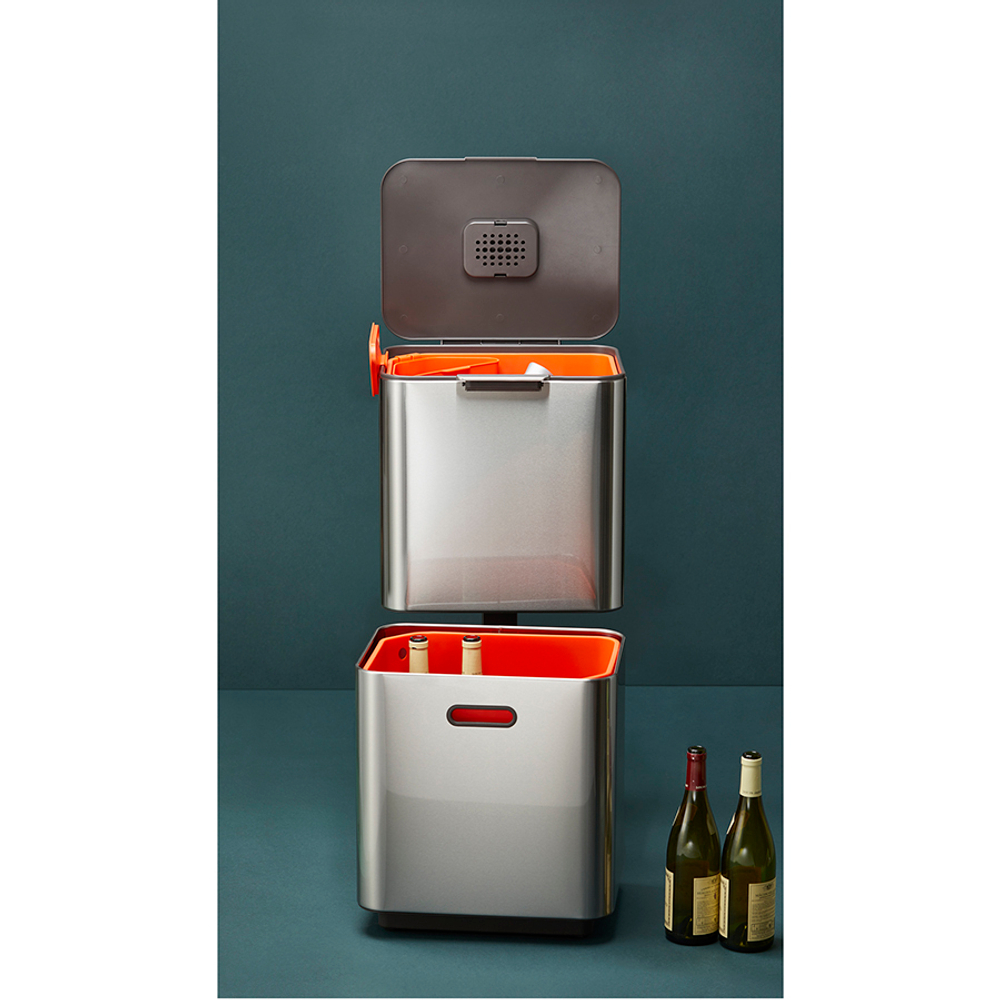 Контейнер для мусора с двумя баками totem compact, 40 л, нержавеющая сталь