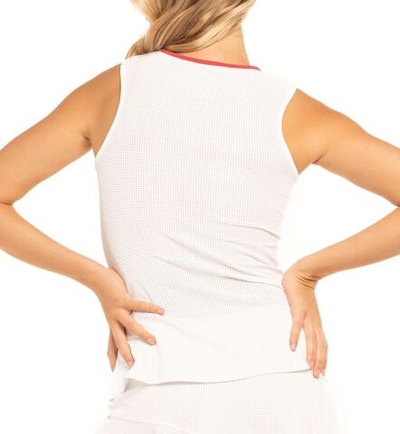 Женский топ теннисный Lucky in Love Core Whites Mesh Love Tank - white/coral rush