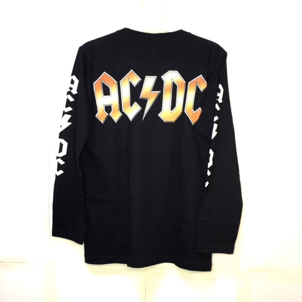 Футболка тайланд с рукавами AC DC Hells bells (колокол с чертями надпись не блестящая ) (XS)