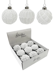 Набор винтажных стеклянных шаров Ледяная дымка 80 мм., 9 шт., белый, Christmas DeLuxe (13045)