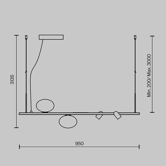 Подвесная люстра Maytoni Inversio MOD350PL-02BBS