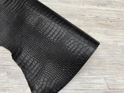 Capra Crocco Black (0,8-1,0 мм), цв. Черный, натуральная кожа козы