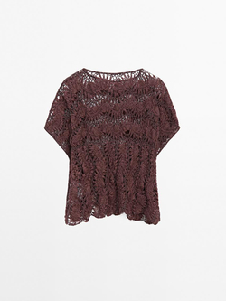 Massimo Dutti Накидка из ажурного кружева, Баклажанный