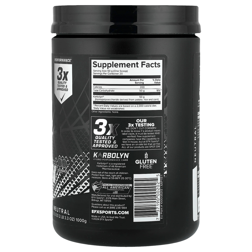 EFX Sports, Karbolyn Fuel, нейтральный, 1000 г (2 фунта)